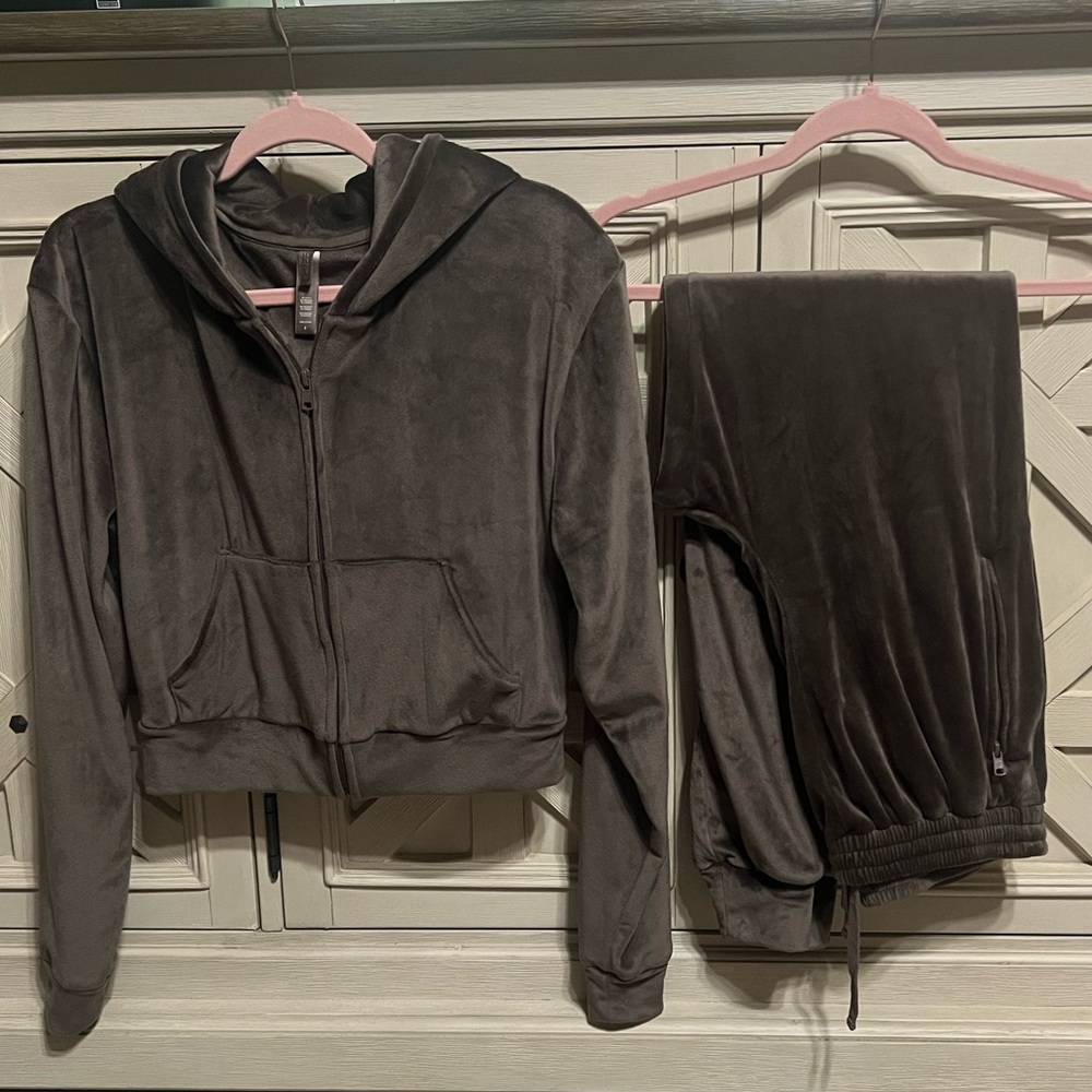 SKIMS Dark Brown Track Pants & Hoodie Set
